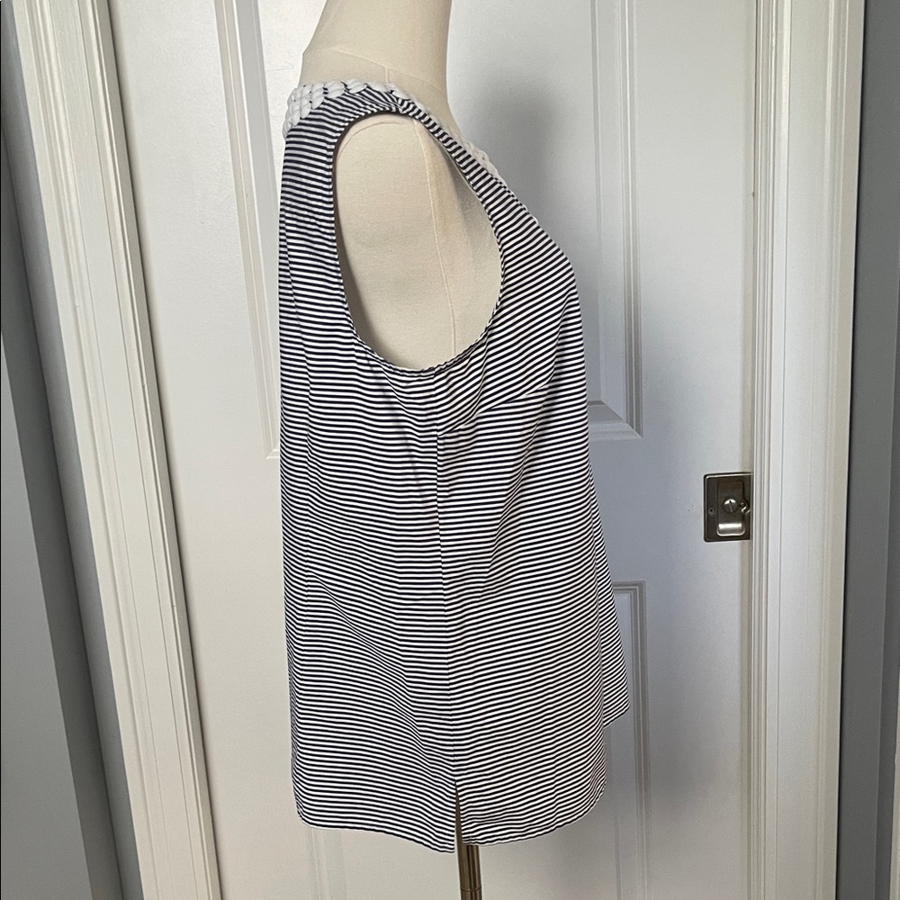 Talbots Striped Sleeveless Top with Beaded Neckline **FINAL OFFER** - Picture 6 of 9
